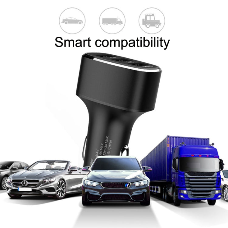 QIAKEY GT690C Dual USB + USB-C / Type-C Aluminum Alloy Three-Hole Car Charger(Gray) - Car Charger by QIAKEY | Online Shopping South Africa | PMC Jewellery