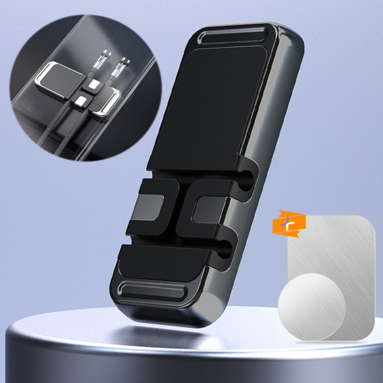 2 PCS S15 Magnetic Aluminum Alloy Bracket Data Cable Storage Sticker Car Phone Holder(Black) - Car Holders by PMC TechLife | Online Shopping South Africa | PMC TechLife