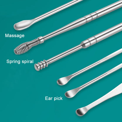 5 Sets 6 In 1 Stainless Steel Spring Spiral Portable Ear Pick, Specification: Purple - Ear Care Tools by PMC Jewellery | Online Shopping South Africa | PMC Jewellery