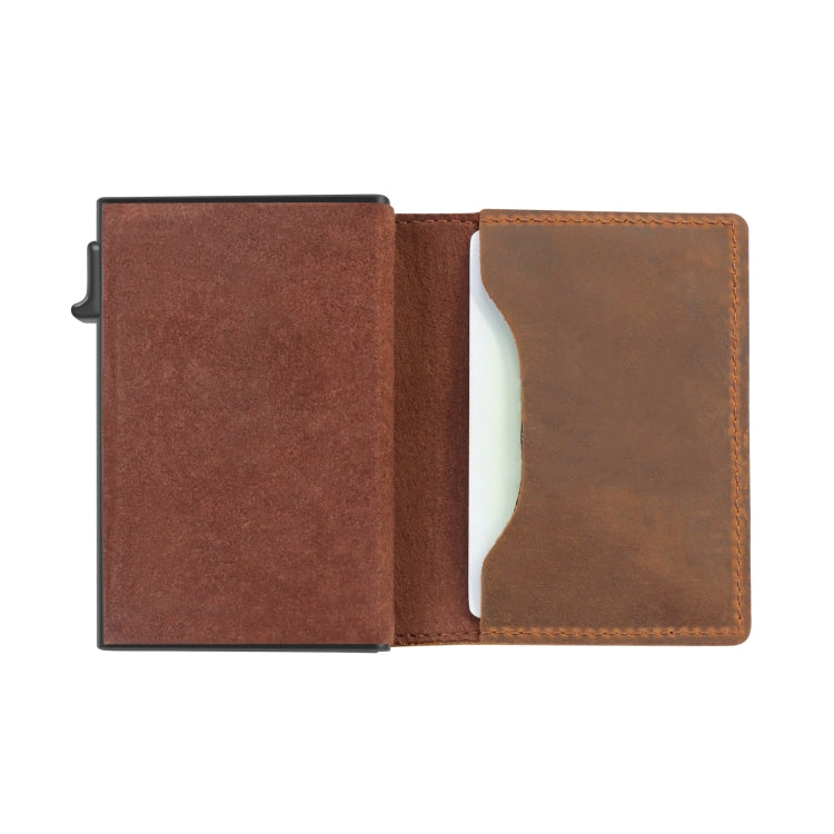 Anti-Theft Positioning Wallet Men Card Holder Mini Wallets For Airtag(Cowhide Brown) - Wallet Series by PMC TechLife | Online Shopping South Africa | PMC TechLife