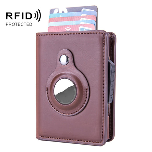 RFID Automatic Pop-Up Card Holder Multi-Function Locator Wallet For AirTag(Brown) - Wallet Series by PMC Jewellery | Online Shopping South Africa | PMC Jewellery