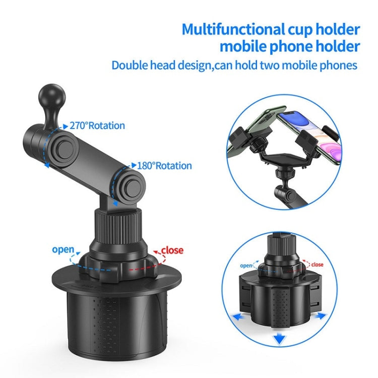 Double Chuck Rotary Multifunctional Cup Holder Mobile Phone Holder(Cup T1) - Car Holders by PMC Jewellery | Online Shopping South Africa | PMC Jewellery