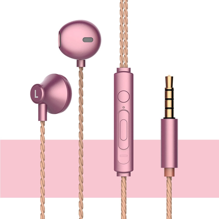 2 PCS TS720 3.5mm Heavy Bass Metal Earbud Wired Earphone(Rose Gold) - Normal Style Earphone by PMC Jewellery | Online Shopping South Africa | PMC Jewellery