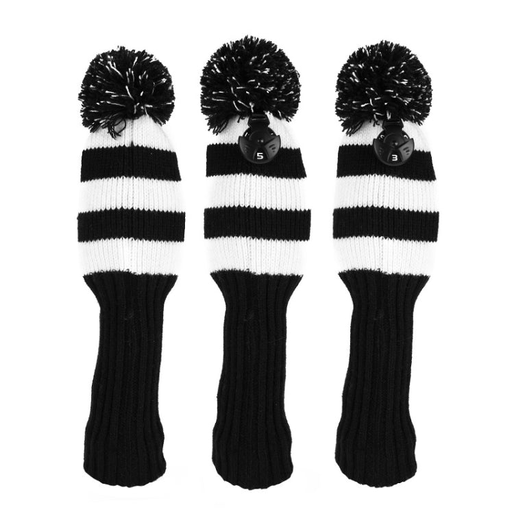 3 PCS/Set Golf Wooden Club Knitted Cover(Black) - Golf Accessories by PMC Jewellery | Online Shopping South Africa | PMC Jewellery