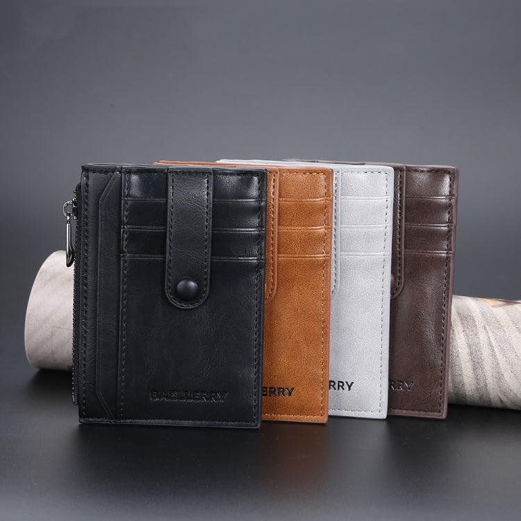 BAELLERRY  K9149  Multi-Card Buckle Zip Coin Pocket Thin Card Holder(Coffee) - Card & Passport Bags by BAELLERRY | Online Shopping South Africa | PMC Jewellery