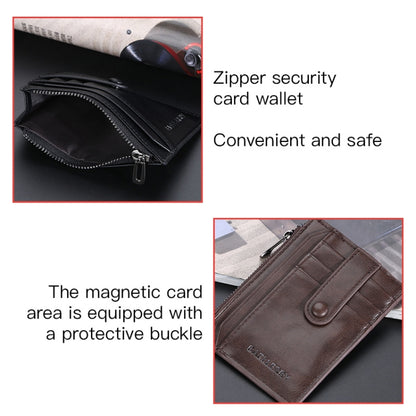 BAELLERRY  K9149  Multi-Card Buckle Zip Coin Pocket Thin Card Holder(Coffee) - Card & Passport Bags by BAELLERRY | Online Shopping South Africa | PMC Jewellery