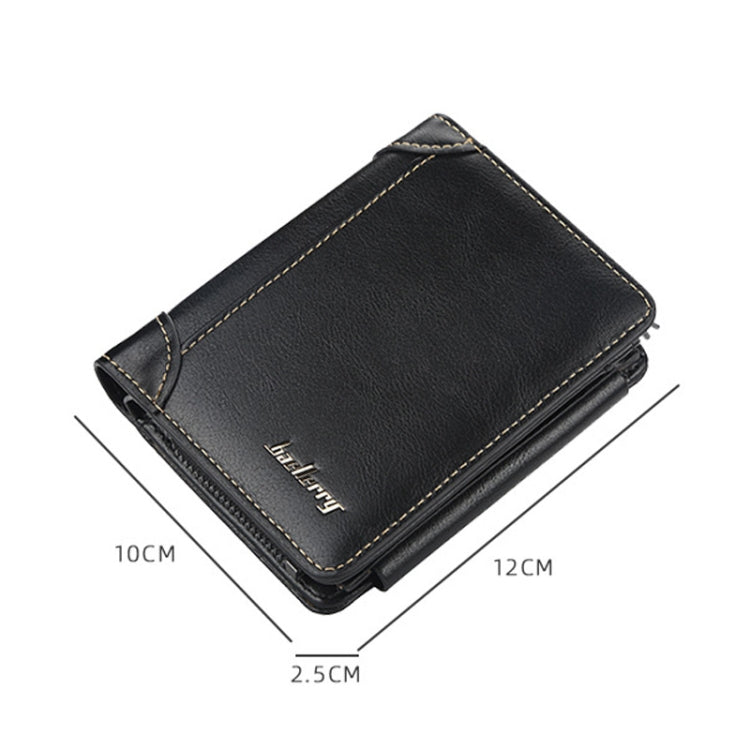 Baellerry D9159 Men Short Tri-Fold Zip Coin Purse Thin Card Holder(Black) - Wallets by Baellerry | Online Shopping South Africa | PMC TechLife | Buy Now Pay Later Mobicred