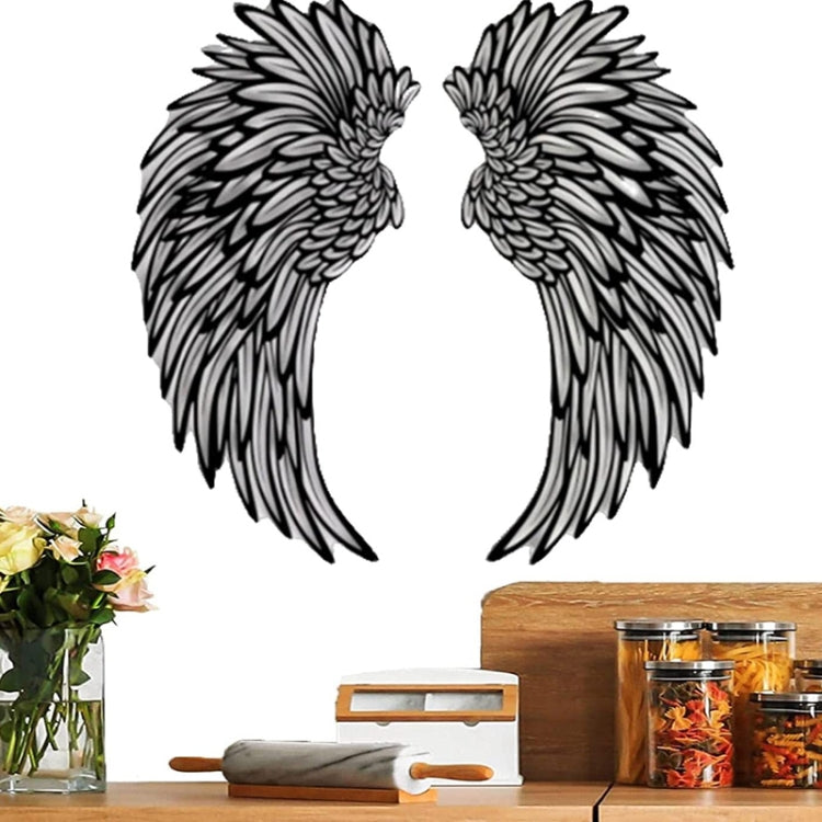 1pair 30cm Double Sided Black Engraved Metal Angel Wings Wall Hanging Decoration Without Lights - Ornaments by PMC Jewellery | Online Shopping South Africa | PMC Jewellery