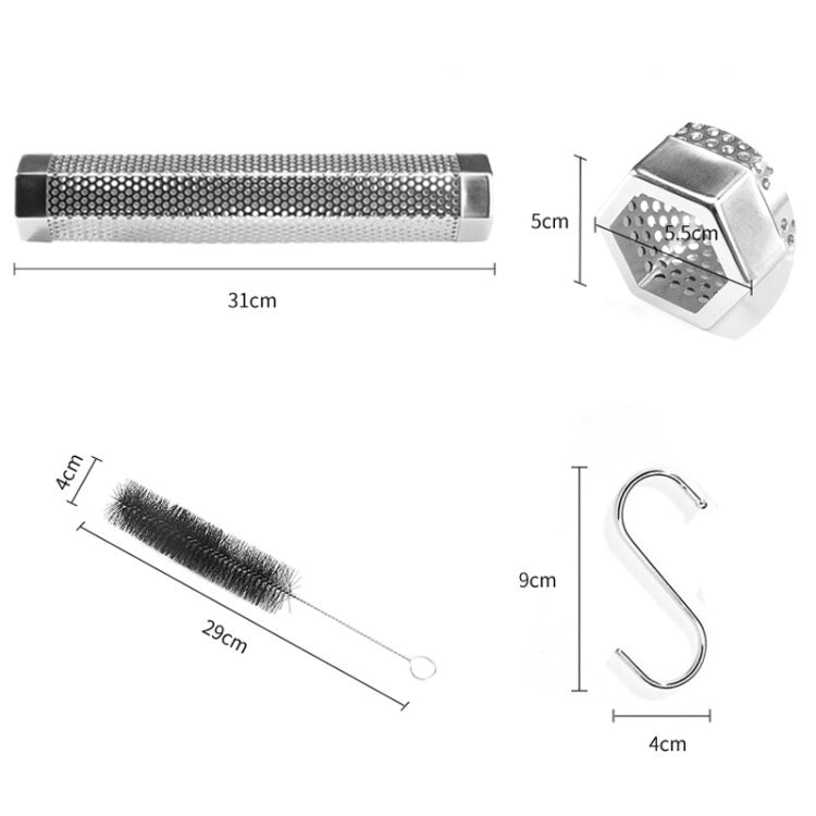 12 Inch Stainless Steel 304 Smoked Tube BBQ Box Outdoor Cold Smoke Box,Style: Tube + Brush + Hook - Cooking Tools by PMC TechLife | Online Shopping South Africa | PMC TechLife | Buy Now Pay Later Mobicred