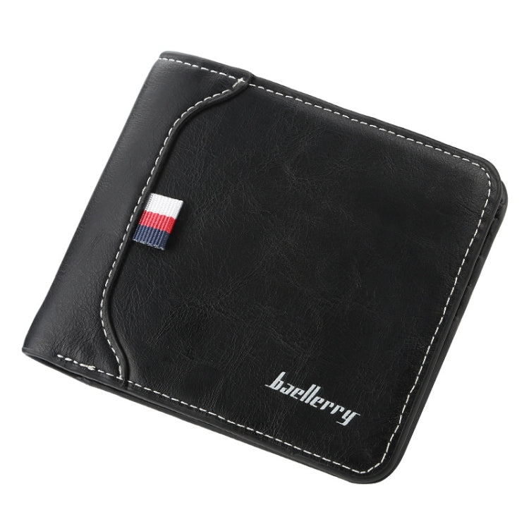 Baellerry Short Wallet Tri-fold Horizontal Coin Purse For Men(Black) - Wallets by Baellerry | Online Shopping South Africa | PMC TechLife | Buy Now Pay Later Mobicred