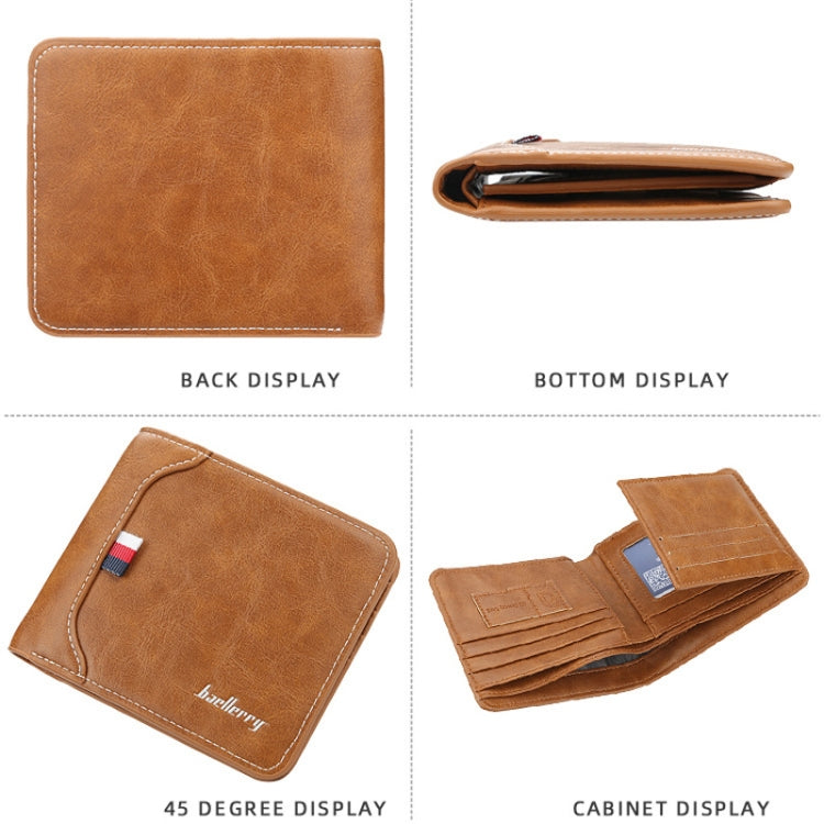 Baellerry Short Wallet Tri-fold Horizontal Coin Purse For Men(Black) - Wallets by Baellerry | Online Shopping South Africa | PMC TechLife | Buy Now Pay Later Mobicred