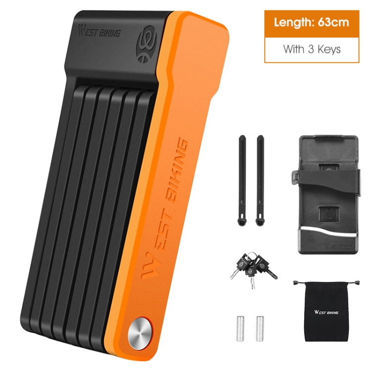 WEST BIKING Bicycle Anti-Theft Lightweight Folding Chain Lock(Black Orange) - free shipping - PMC TechLife - Order now!