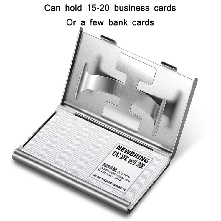 NEWBRING Large Capacity Hand Push Metal Business Card Holder(Grey) - Card & Passport Bags by NEWBRING | Online Shopping South Africa | PMC Jewellery