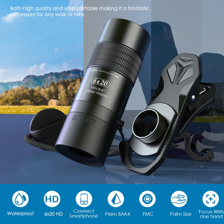 APEXEL 6X 0.3m Closest Focus Telescope Optics Lens Monocular for All Smartphones(Black) - Monocular Binoculars by APEXEL | Online Shopping South Africa | PMC Jewellery