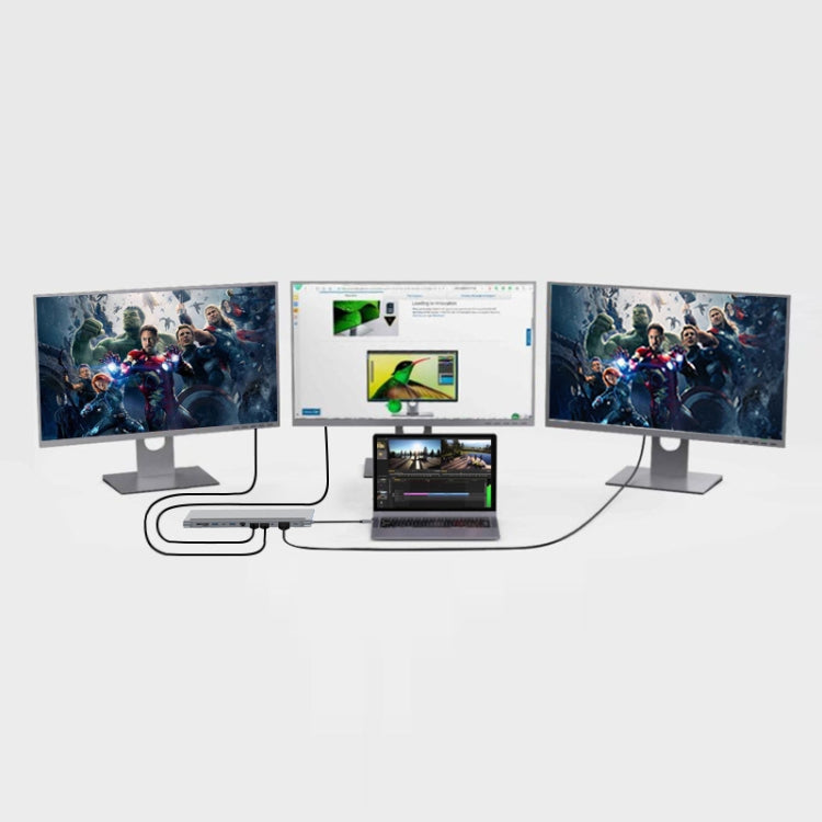 12 In 1 Type C Laptop Smart Docking Station(Gray) - USB HUB by PMC TechLife | Online Shopping South Africa | PMC TechLife