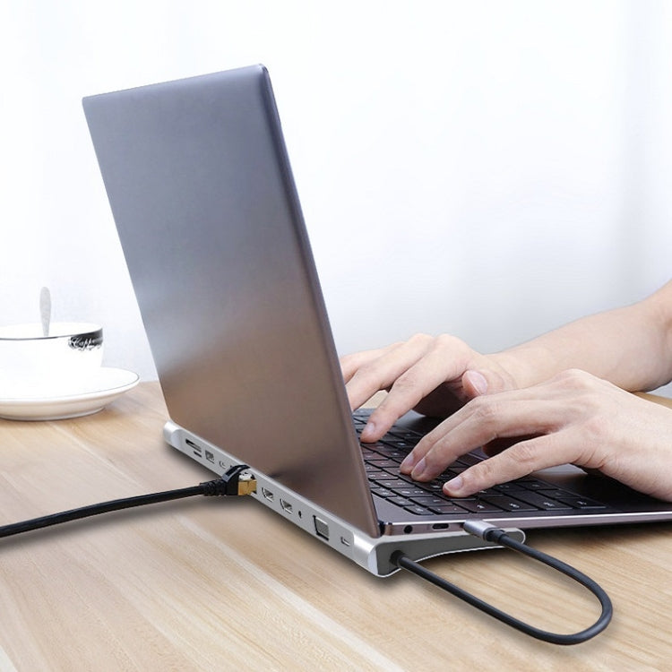 12 In 1 Type C Laptop Smart Docking Station(Gray) - USB HUB by PMC TechLife | Online Shopping South Africa | PMC TechLife