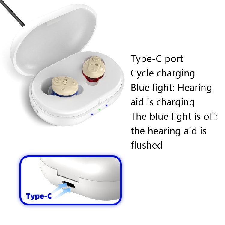 Old People Voice Amplifier Sound Collector Hearing Aid(Skin Color Double Machine + White Charging Bin) - Hearing Aids by PMC Jewellery | Online Shopping South Africa | PMC Jewellery