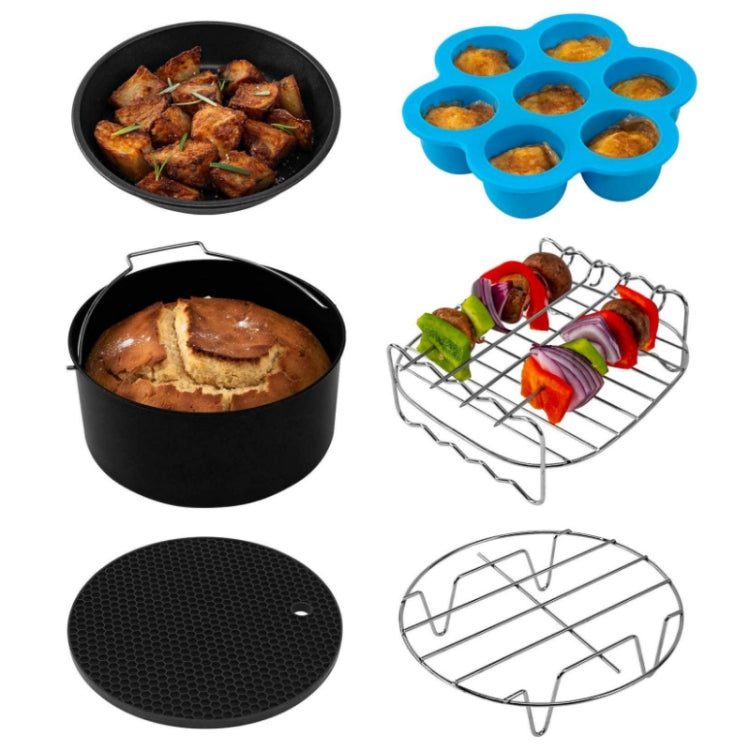6 PCS/Set 7 inch Air Fryer Baking Accessories Stainless Steel Set - Kitchen Machine Accessories & Parts by PMC Jewellery | Online Shopping South Africa | PMC Jewellery