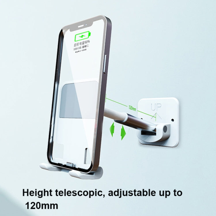 2 PCS T11 Wall Paste Mobile Phone Bracket Foldable Lift Bathroom Kitchen Wall Bracket(White) - free shipping - PMC TechLife - Order now!