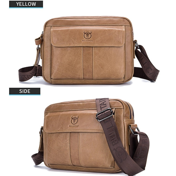 BULL CAPTAIN  Double Layer Leather One Shoulder Messenger Bag For Men(Yellow Brown) - Single-shoulder Bags by BULL CAPTAIN | Online Shopping South Africa | PMC Jewellery