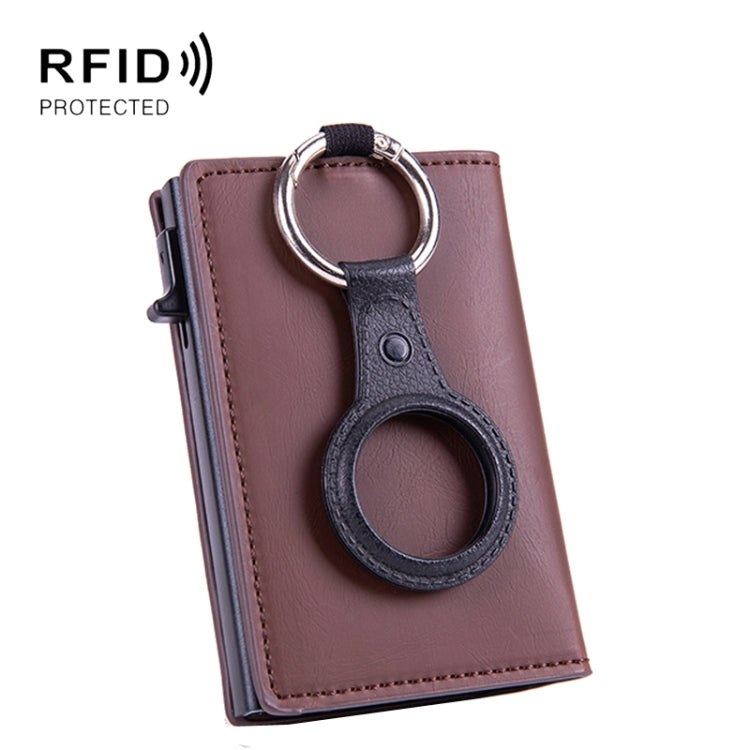 RFID Keychain Tracker Cover Locator Card Holder Wallet for AirTag(Brown) - Wallet Series by PMC Jewellery | Online Shopping South Africa | PMC Jewellery