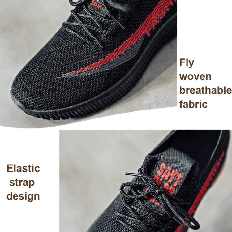 Men Spring Walking Shoes Casual Sports Breathable Flying Knit Shoes, Size: 42(Black) - Casual Shoes by PMC Jewellery | Online Shopping South Africa | PMC Jewellery