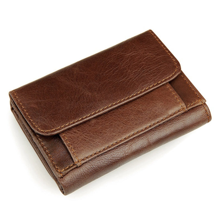 Men Casual Retro RFID Blocking Anti-Scanning Cowhide Leather Short Wallet(Coffee) - Wallets by J.M.D | Online Shopping South Africa | PMC TechLife | Buy Now Pay Later Mobicred