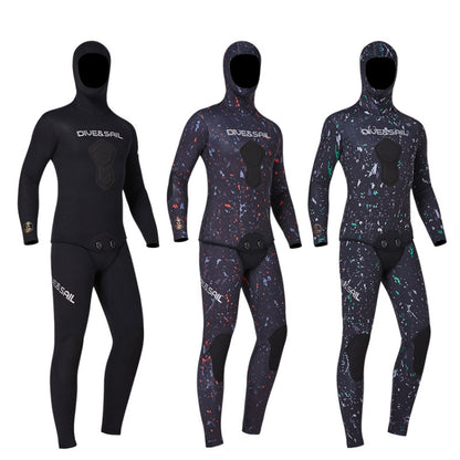 DIVE&SAIL 5mm Split Thick And Keep Warm Long Sleeves Hooded Diving Suit, Size: XXXL(Green) - Athletic Wear by DIVE&SAIL | Online Shopping South Africa | PMC Jewellery