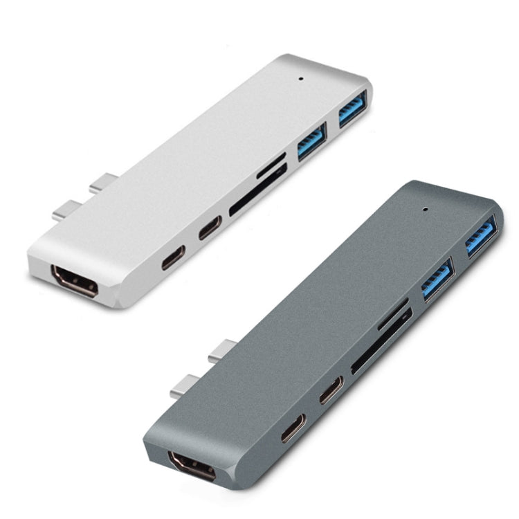 7 In 1 100W USB 3.1 To 20VPD+Card Reader Data+HUB+HDMI 4K Converter(Silver) - USB HUB by PMC TechLife | Online Shopping South Africa | PMC TechLife