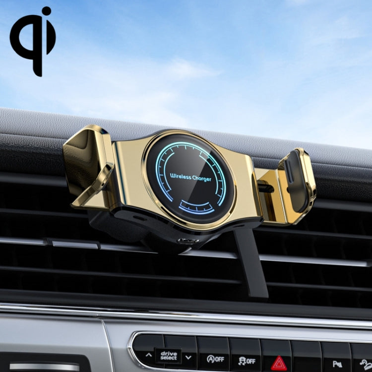 15W Mini Car Wireless Charger Phone Smart Sensing Holder(Gold) - Wireless Charger Holders by PMC TechLife | Online Shopping South Africa | PMC TechLife