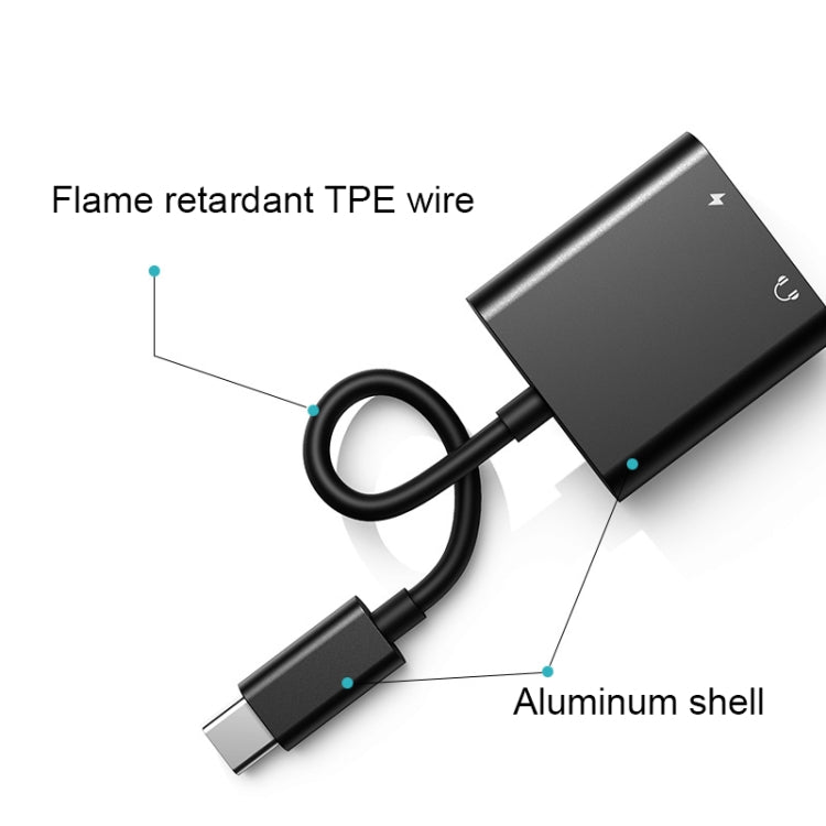 2 In 1 Type-C/USB-C PD 60W Digital Audio Adapter, Spec: Type-C+3.5mm (Black) - Type-C Adapter by PMC Jewellery | Online Shopping South Africa | PMC Jewellery