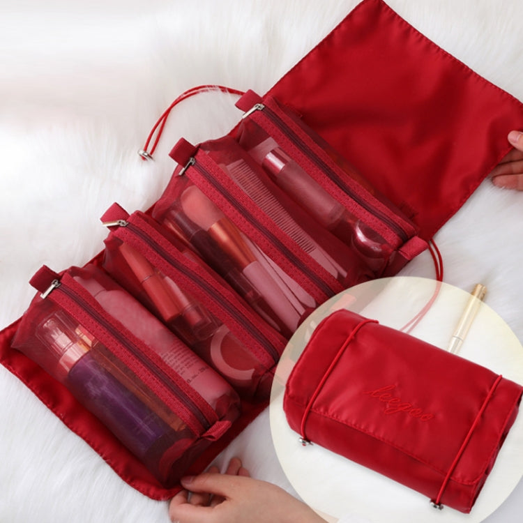 4 In 1 Women Travel Portable Waterproof Mesh Cosmetic Bag(Red) - Storage Boxes by PMC Jewellery | Online Shopping South Africa | PMC Jewellery