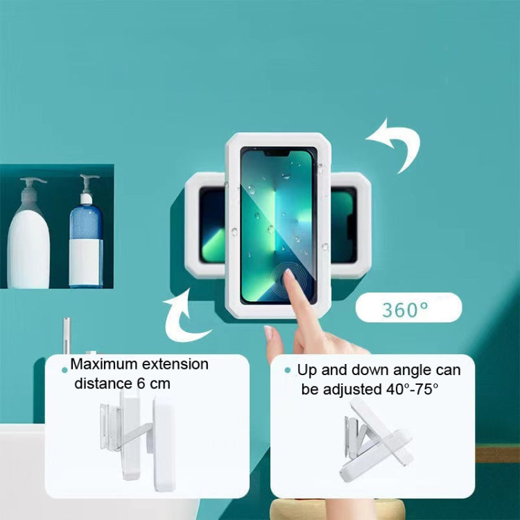 Retractable Rotating Bathroom Waterproof Mobile Phone Box Wall Mount Mobile Phone Holder(White) - Hand-Sticking Bracket by PMC TechLife | Online Shopping South Africa | PMC TechLife