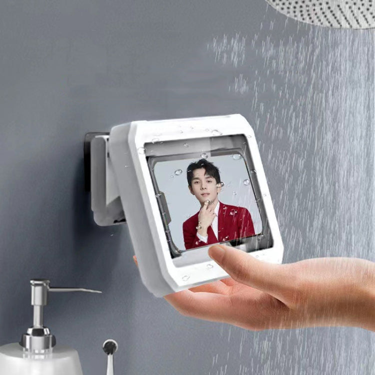 Retractable Rotating Bathroom Waterproof Mobile Phone Box Wall Mount Mobile Phone Holder(White) - Hand-Sticking Bracket by PMC TechLife | Online Shopping South Africa | PMC TechLife