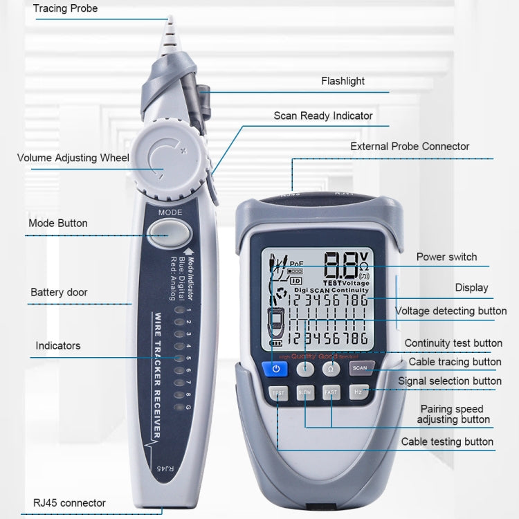 ET613 Network Cable Tester Wire Tracker Battery Voltage POE Test Multi-function Cable Tester - Current & Voltage Tester by PMC TechLife | Online Shopping South Africa | PMC TechLife