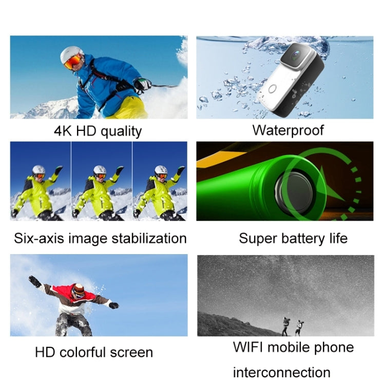 Thumb Action Camera 4K HD Anti-shake WiFi Camera(White) - Video Cameras by PMC TechLife | Online Shopping South Africa | PMC TechLife