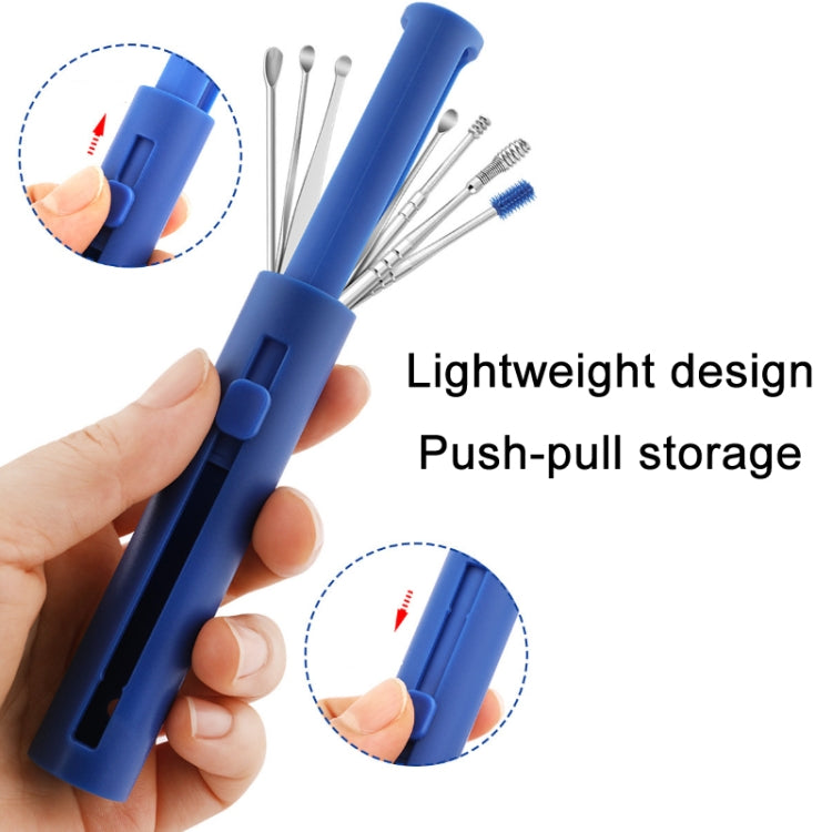 2 Packs Push-Pull Cylinder Storage Ear Scoop Set, Specification: 7 PCS/Set Black - Ear Care Tools by PMC TechLife | Online Shopping South Africa | PMC TechLife | Buy Now Pay Later Mobicred