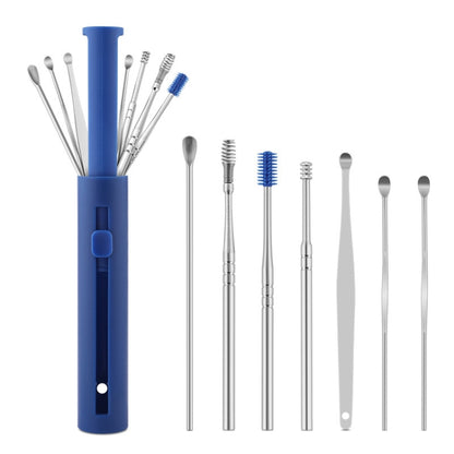 2 Packs Push-Pull Cylinder Storage Ear Scoop Set, Specification: 7 PCS/Set Blue - Ear Care Tools by PMC Jewellery | Online Shopping South Africa | PMC Jewellery