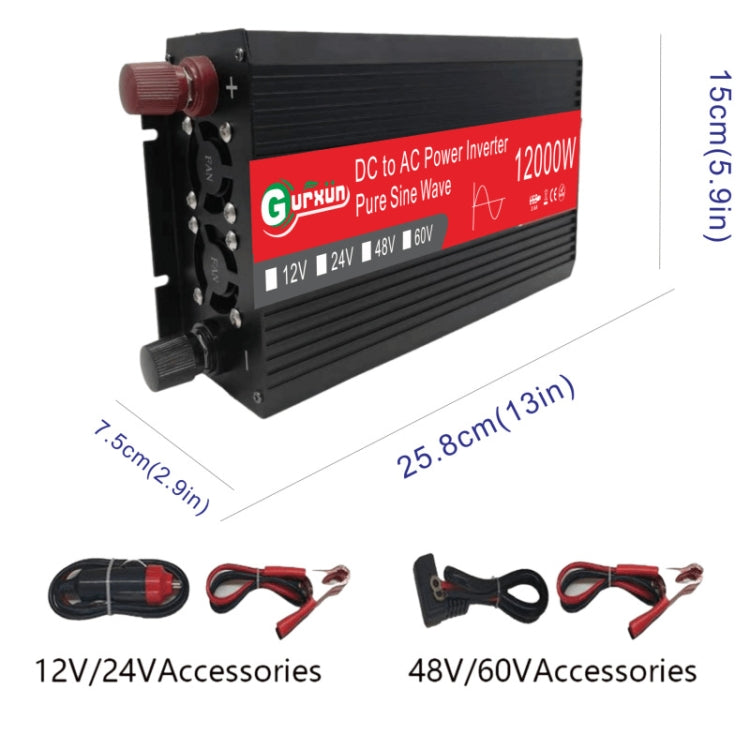 Gurxun 12000W High Power Household Car Sine Wave Inverter, Specification: 12V To 220V - Pure Sine Wave by PMC Jewellery | Online Shopping South Africa | PMC Jewellery