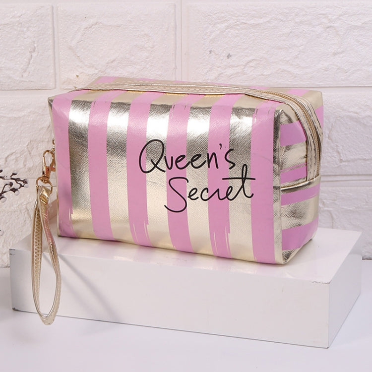 Multifunctional Striped PU Waterproof Cosmetic Toiletry Bag(Pink) - Storage Boxes by PMC Jewellery | Online Shopping South Africa | PMC Jewellery