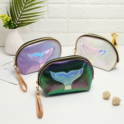 Semicircle Cartoon Fishtail Laser Makeup Toiletry Bag(White) - Storage Boxes by PMC Jewellery | Online Shopping South Africa | PMC Jewellery