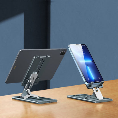 028 Portable Foldable Aluminum Alloy Phone Live Holder(Blue) - Desktop Holder by PMC Jewellery | Online Shopping South Africa | PMC Jewellery