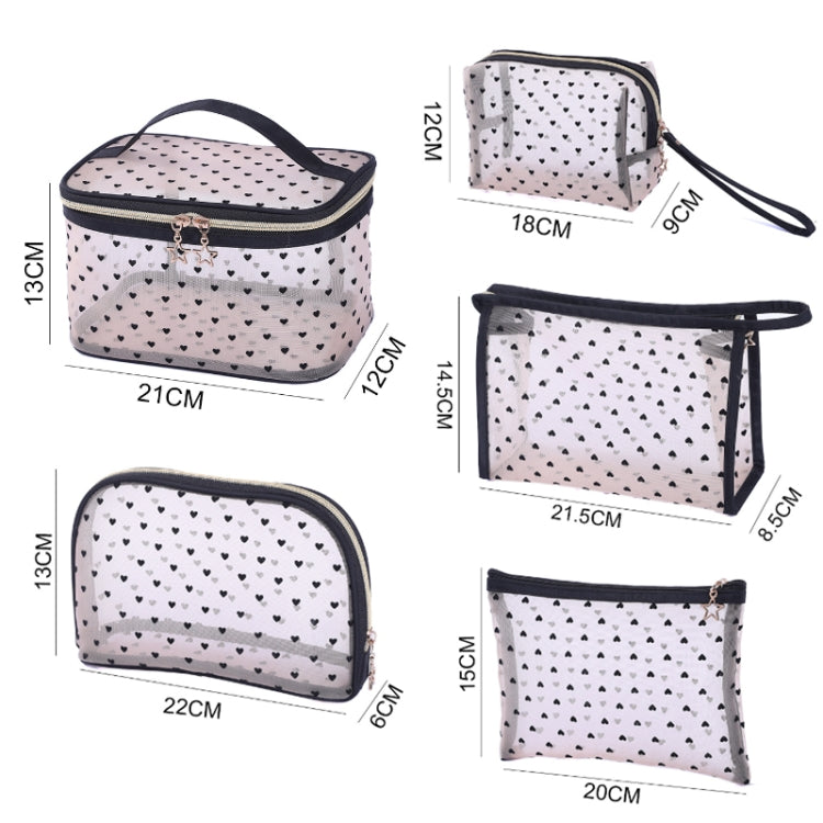 Flocking Love Mesh Portable Cosmetic Bag, Style: Flat - Storage Boxes by PMC Jewellery | Online Shopping South Africa | PMC Jewellery