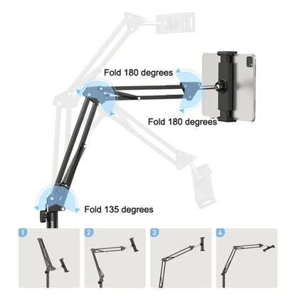 SSKY L10 Home Cantilever Ground Phone Holder Tablet Support Holder, Style: Fixed+Phone Clip (Black) - Lazy Bracket by SSKY | Online Shopping South Africa | PMC Jewellery | Buy Now Pay Later Mobicred