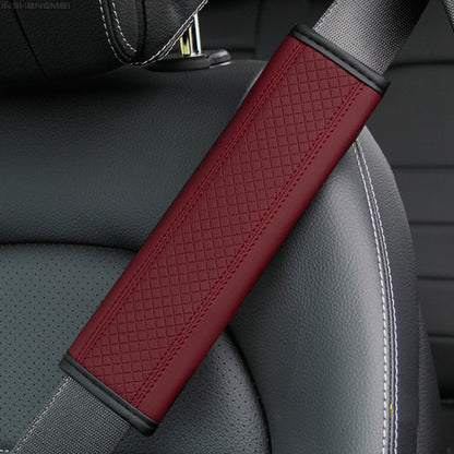 Fiber Leather Embossed Car Seat Belt Shoulder Cover Protector 6.5X23cm(Wine Red) - Seat Belts & Padding by PMC Jewellery | Online Shopping South Africa | PMC Jewellery