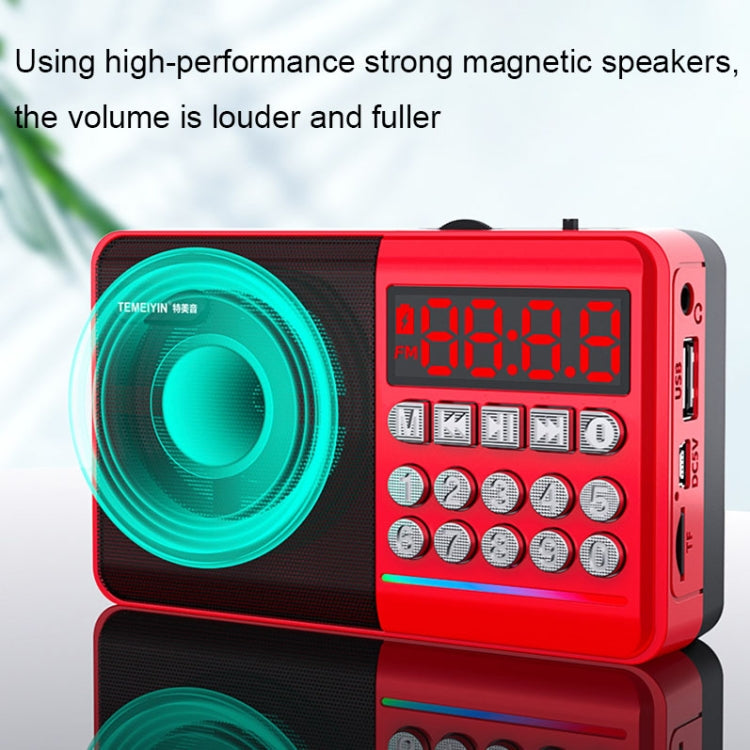 TEMEIYIN LED Digital Display Card Bluetooth Radio Speaker Morning Exercise Portable Player, Color: Red with Light - Desktop Speaker by TEMEIYIN | Online Shopping South Africa | PMC Jewellery