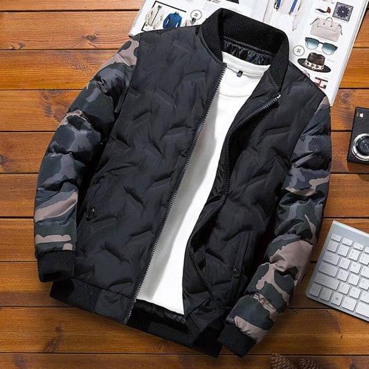 Men Jacket Winter Down Cotton Jacket Camouflage Baseball Jacket, Size: XL(Black) - Cardigan by PMC Jewellery | Online Shopping South Africa | PMC Jewellery