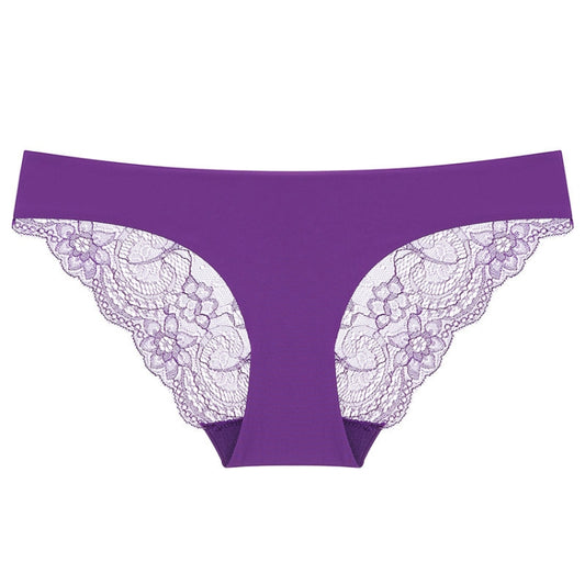 606 3pcs Sexy Lace One-piece Perspective Low-waist Ladies Underwear, Size: S(Deep Purple) - Ladies Underwear by PMC Jewellery | Online Shopping South Africa | PMC Jewellery