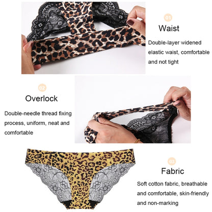606 3pcs Sexy Lace One-piece Perspective Low-waist Ladies Underwear, Size: XL(Leopard) - Ladies Underwear by PMC Jewellery | Online Shopping South Africa | PMC Jewellery