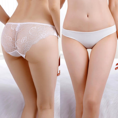 606 3pcs Sexy Lace One-piece Perspective Low-waist Ladies Underwear, Size: M(White) - Ladies Underwear by PMC Jewellery | Online Shopping South Africa | PMC Jewellery